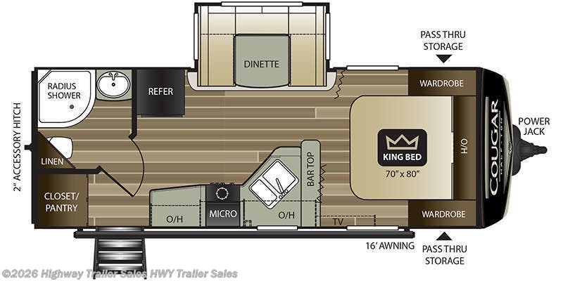 Floorplan of 2023 Keystone Cougar Half-Ton 22RBSWE