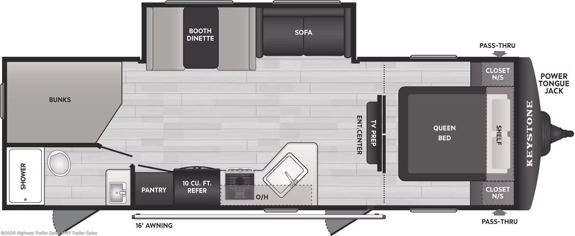 Floorplan of 2026 Keystone Hideout Sport 261BHWE