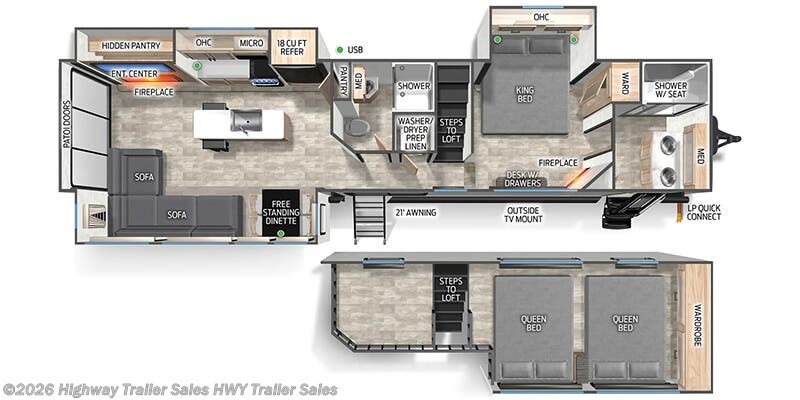 Floorplan of 2026 Forest River Cherokee Timberwolf 39JM