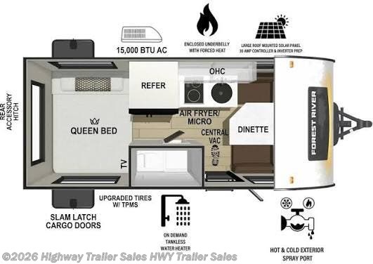 2027 Forest River R-Pod 171 - New Travel Trailer For Sale by Highway Trailer Sales in Salem, Oregon features Dinette Bed, Hitch, Solar Prep, Oven, Auxiliary Battery
