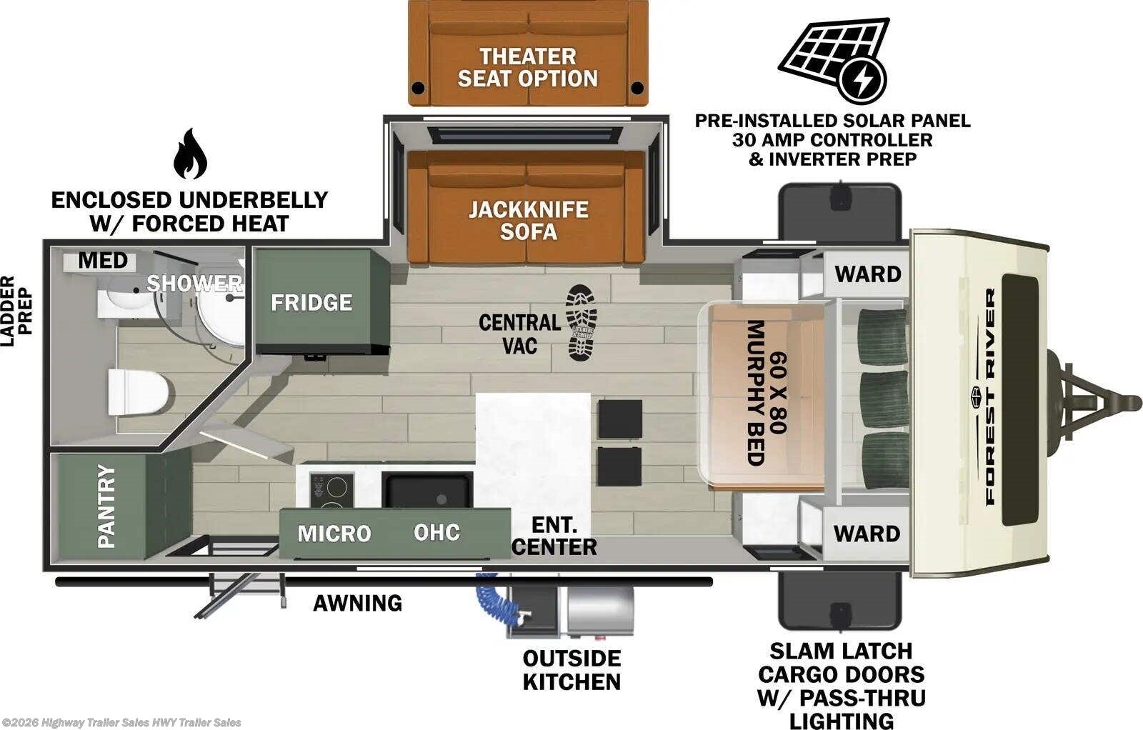 Floorplan of 2027 Forest River No Boundaries Beast Mode 19.6BM