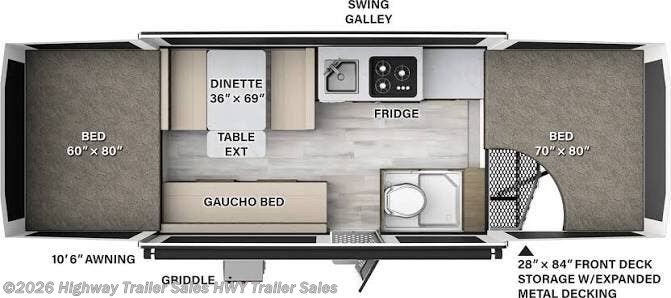 2023 Forest River Rockwood 2280BHESP - Used Popup For Sale by Highway Trailer Sales in Salem, Oregon features Stove Top Burner, Water Heater, Furnace, Toilet, Solar Prep