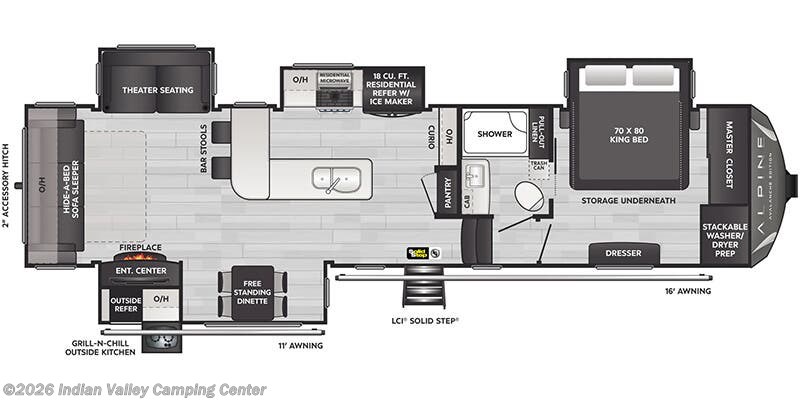 Floorplan of 2024 Keystone Avalanche 338GK