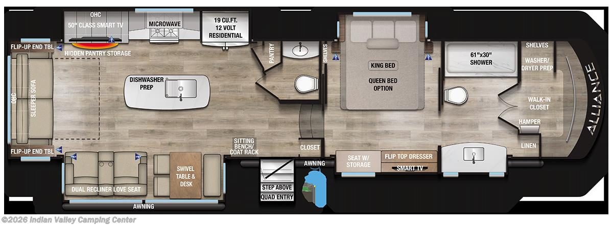Floorplan of 2025 Alliance RV Paradigm 370FB