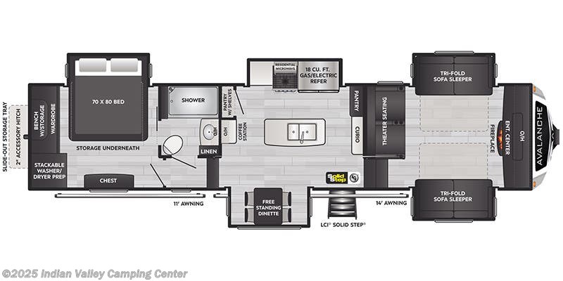 Floorplan of 2023 Keystone Avalanche 360FL