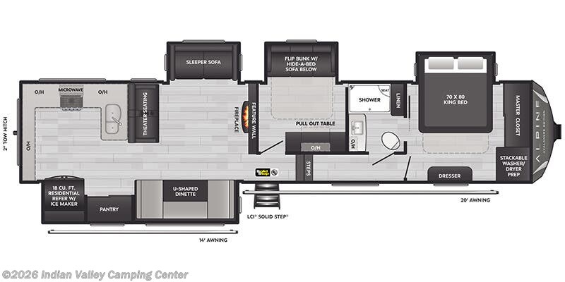 Floorplan of 2026 Keystone Alpine Avalanche Edition 379MB