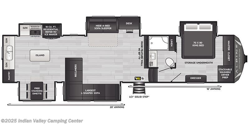 Floorplan of 2025 Keystone Alpine Avalanche Edition 366LS