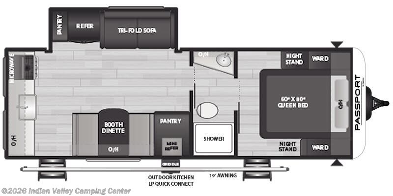 Floorplan of 2026 Keystone Passport SL Series East 2450RK