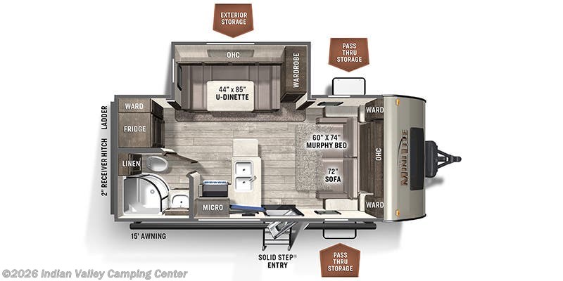 Floorplan of 2022 Forest River Rockwood Mini Lite 2104S