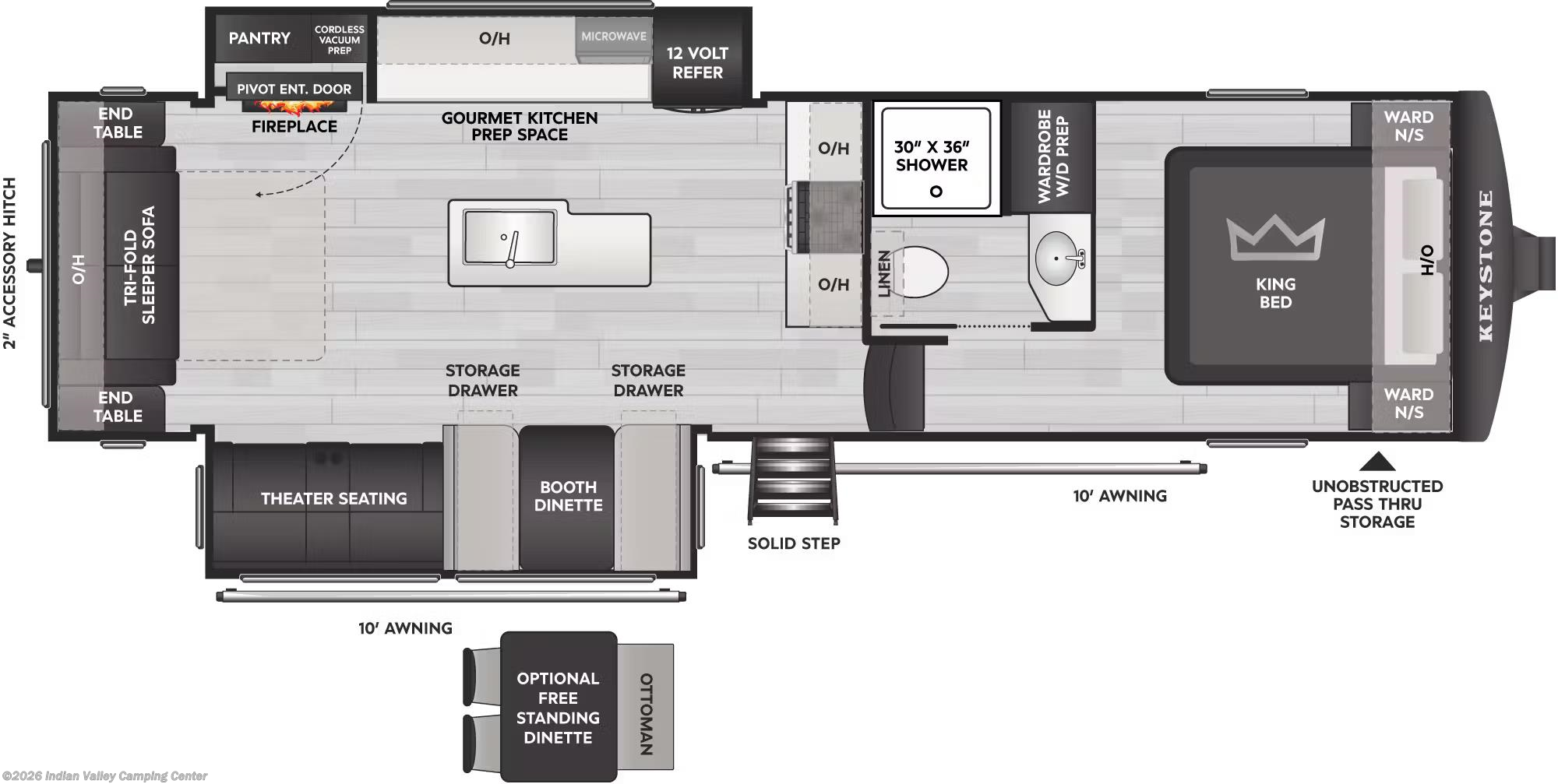 Floorplan of 2026 Keystone Cougar Half-Ton 28RLI