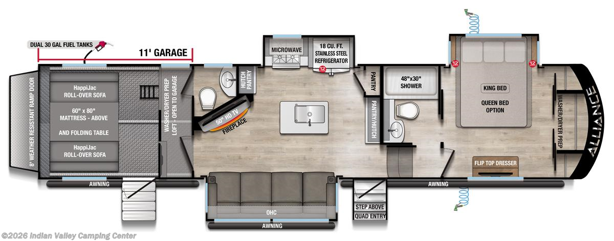Floorplan of 2026 Alliance RV Valor 37V11