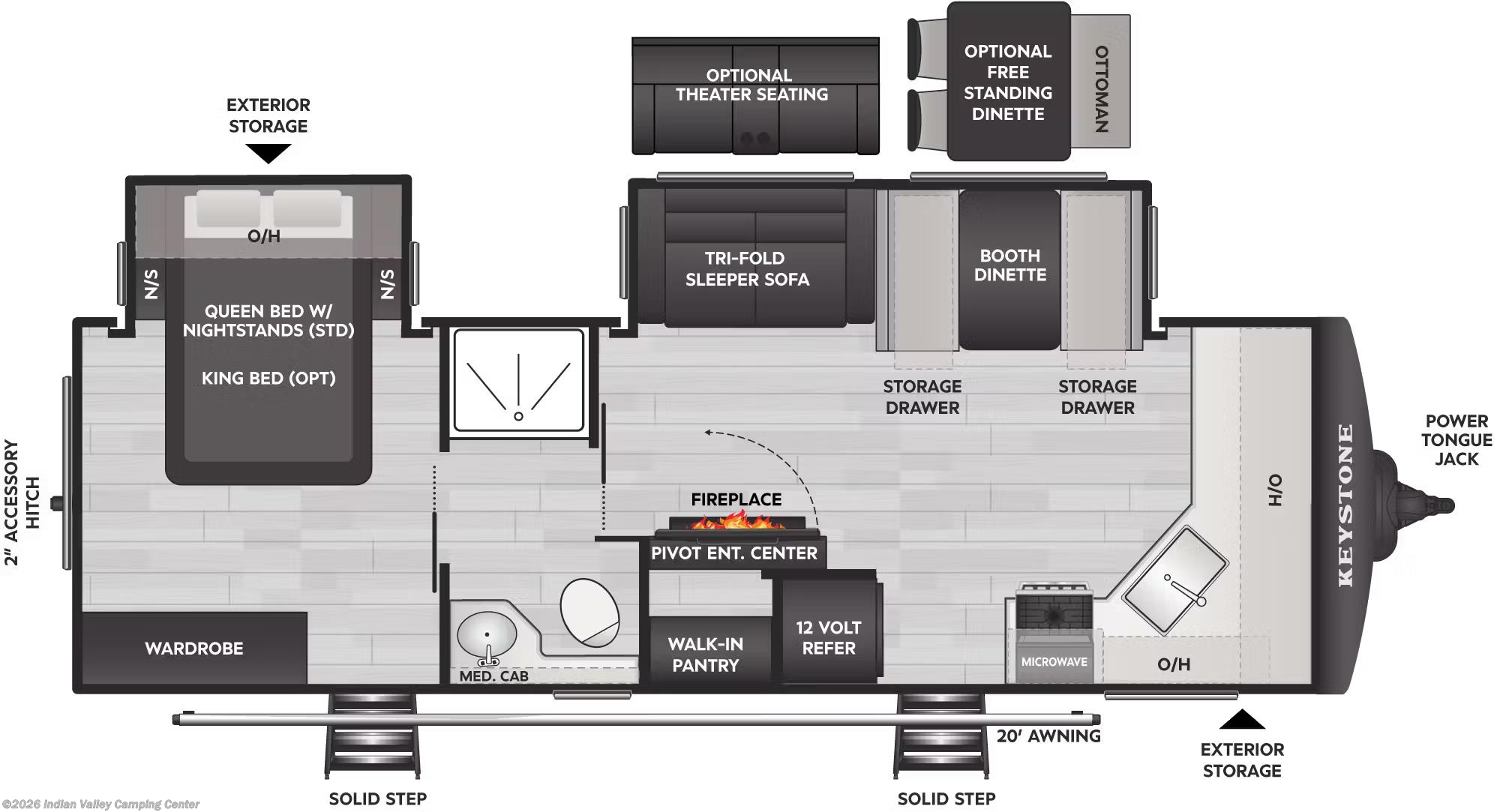 Floorplan of 2026 Keystone Cougar Half-Ton 25FKD