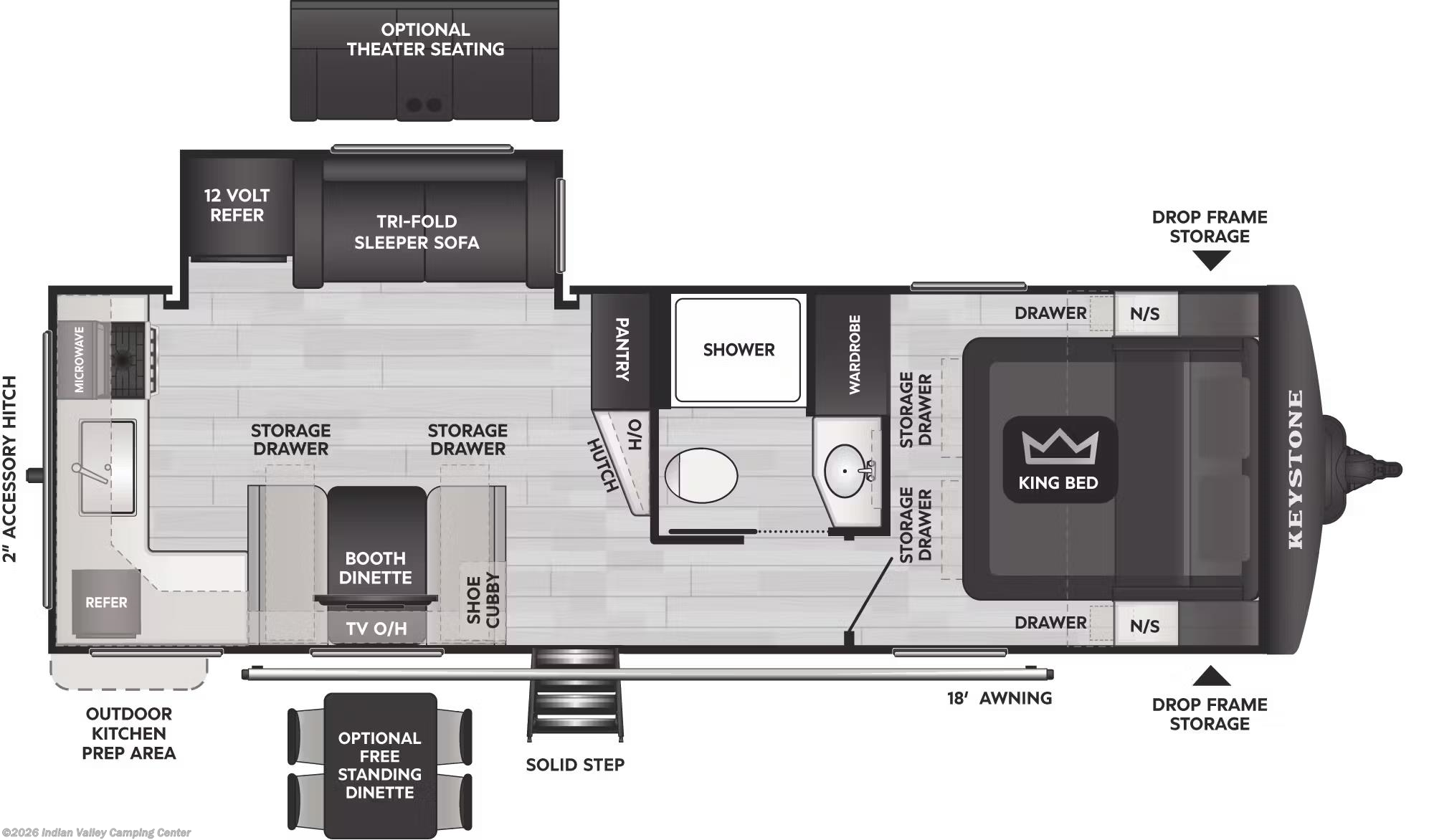 Floorplan of 2026 Keystone Cougar Half-Ton 25MLE