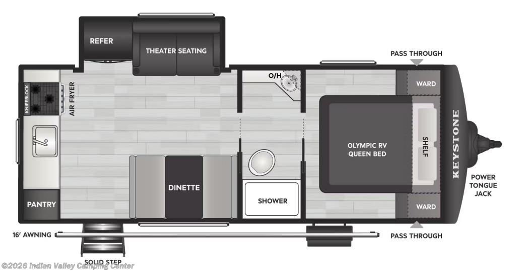 Floorplan of 2026 Keystone Hideout 212RKS