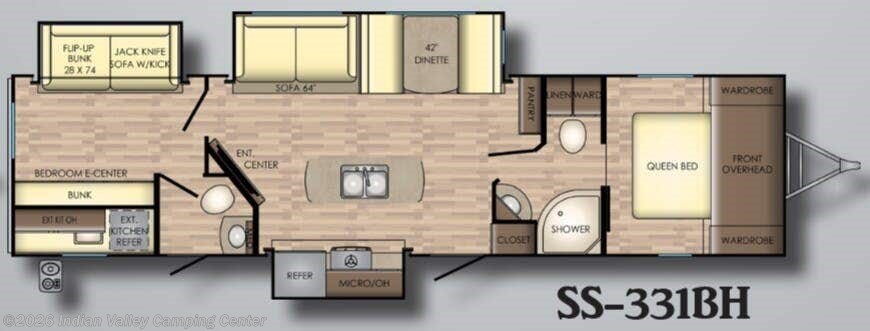 Floorplan of 2018 CrossRoads Sunset Trail Super Lite SS-331BH