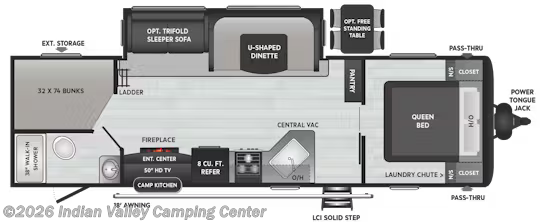 Floorplan of 2020 Keystone Hideout 28BHS