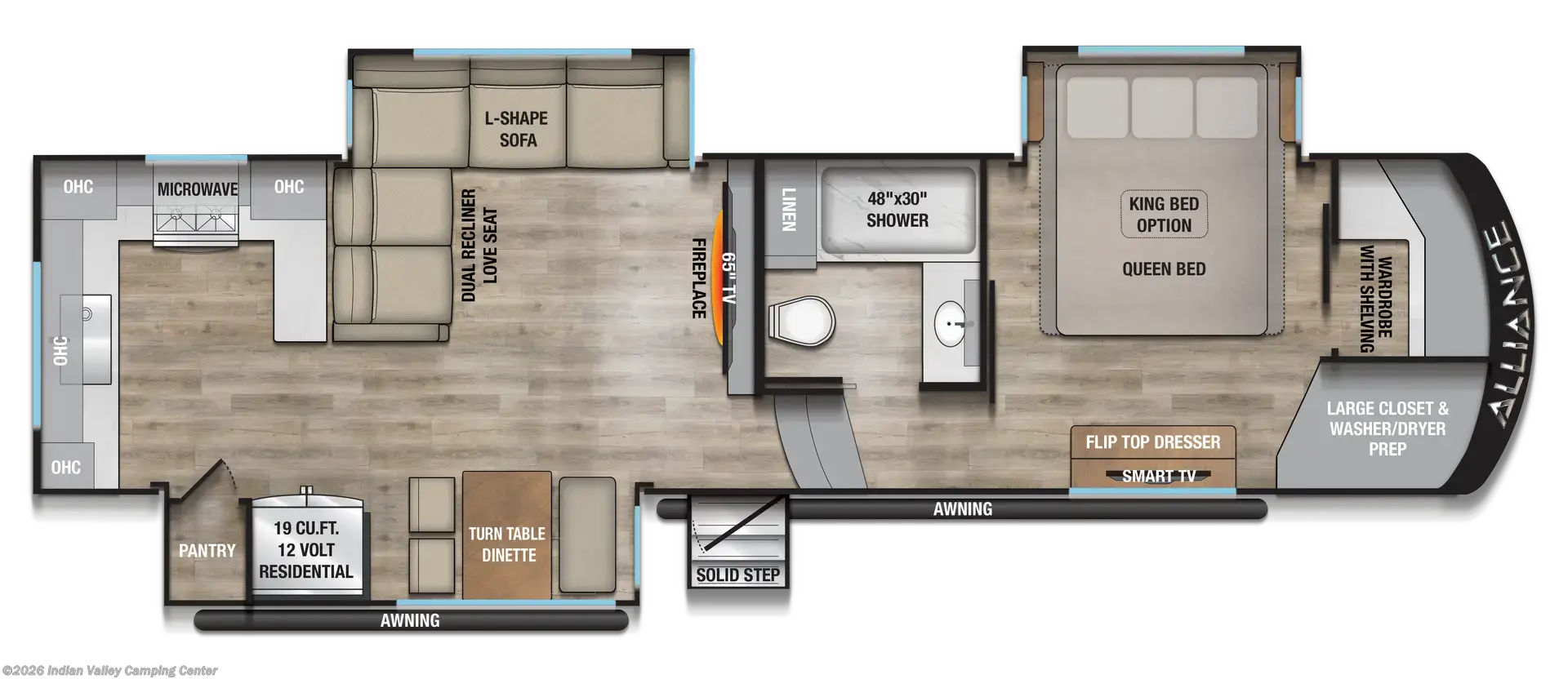 Floorplan of 2027 Alliance RV Paradigm 312RK