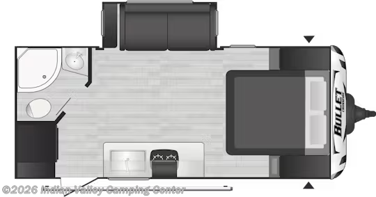 Floorplan of 2021 Keystone Bullet Crossfire 1850RB