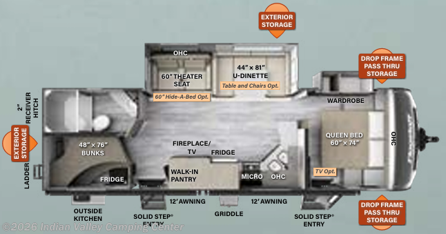 Floorplan of 2023 Forest River Flagstaff Super Lite 27BHWS