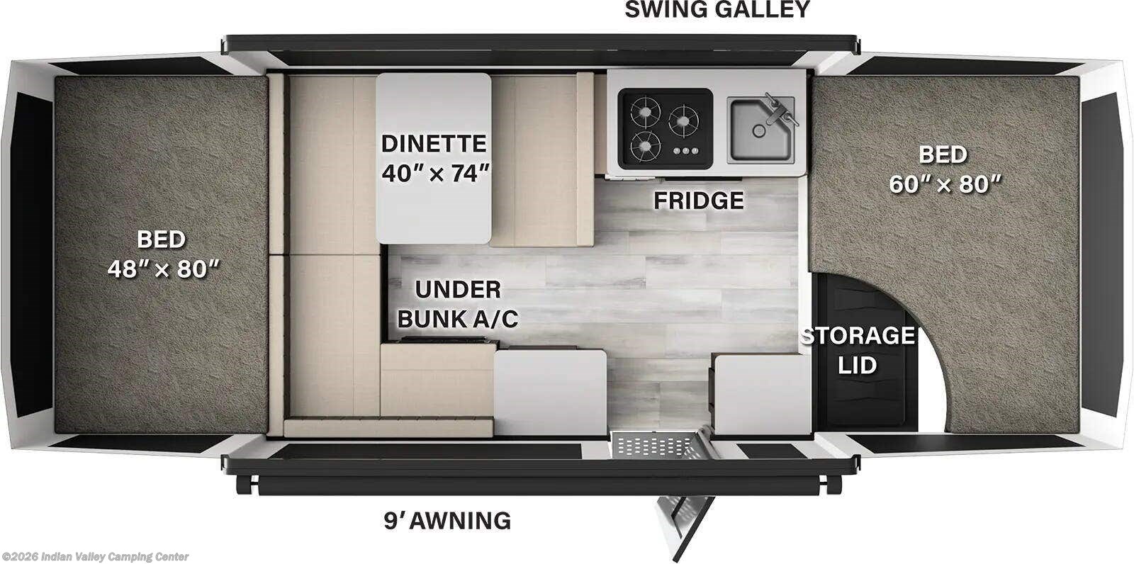 Floorplan of 2025 Forest River Rockwood Freedom 1910FT