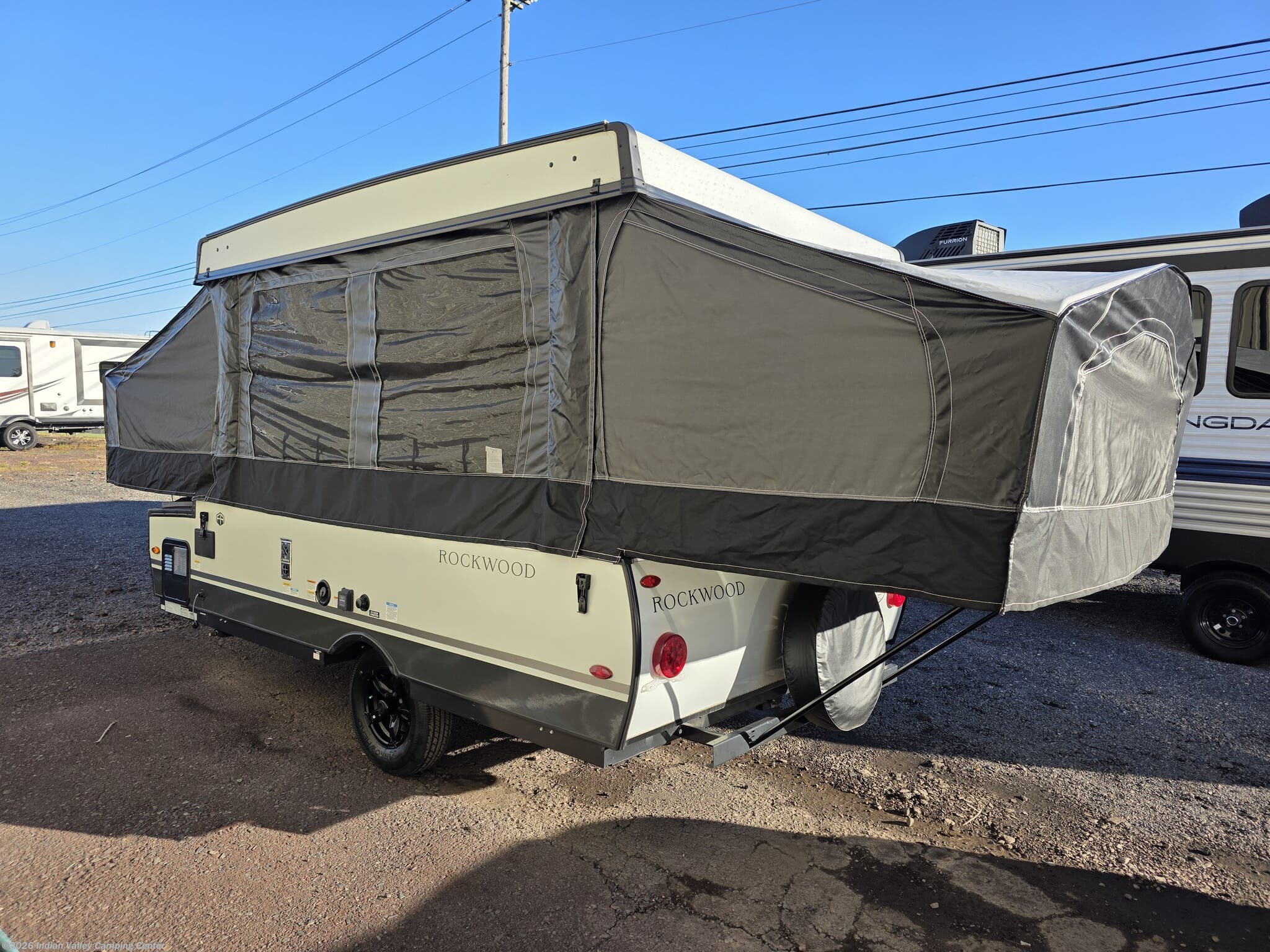 2025 Forest River Rockwood Freedom 1910FT - Used Popup For Sale by Indian Valley Camping Center in Souderton, Pennsylvania features Solar Panel, Stabilizer Jacks, Furnace, Screen Door, Detachable Power Cord