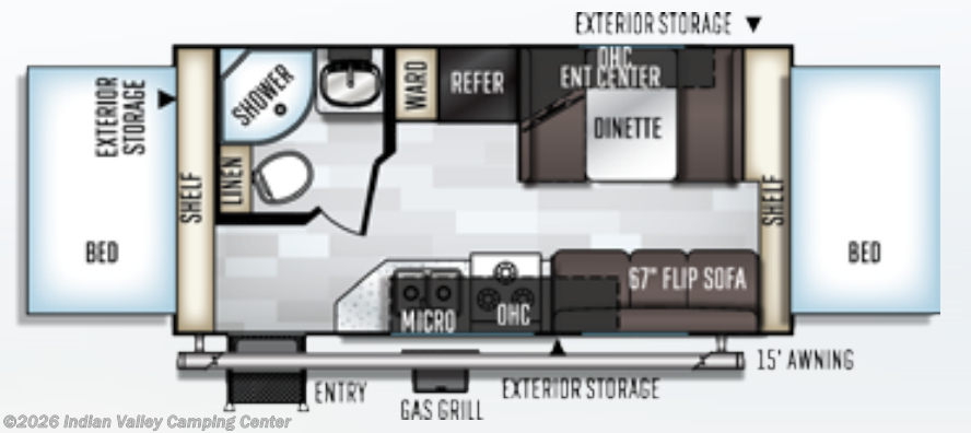 Floorplan of 2019 Forest River Rockwood Roo 19