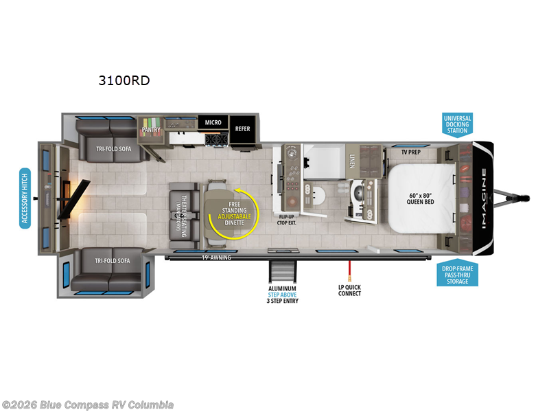 2026 Grand Design Imagine 3100RD - New Travel Trailer For Sale by Blue Compass RV Columbia in Lexington, South Carolina features Slideout