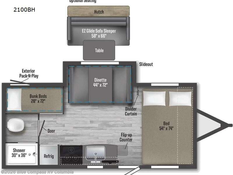 2022 Winnebago Micro Minnie 2100BH - Used Travel Trailer For Sale by Blue Compass RV Columbia in Lexington, South Carolina features Slideout