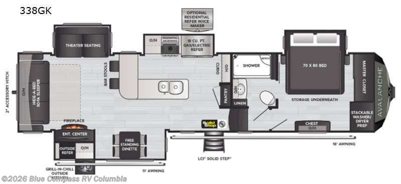 2021 Keystone Avalanche 338GK - Used Fifth Wheel For Sale by Blue Compass RV Columbia in Lexington, South Carolina features Slideout