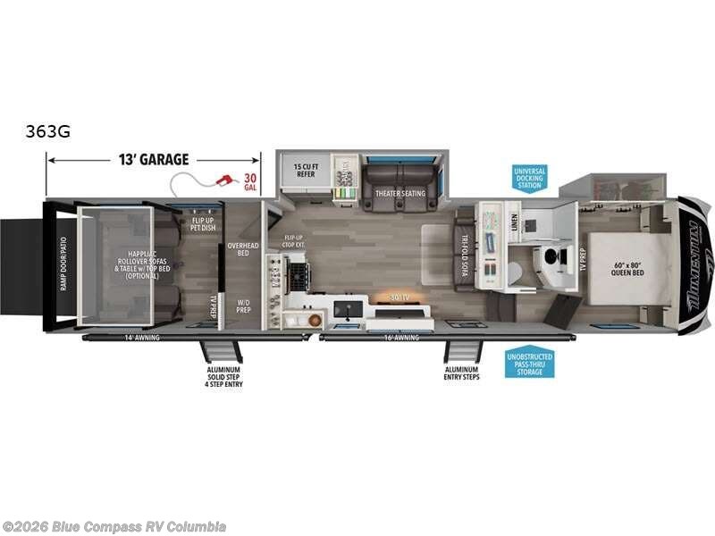 2027 Grand Design Momentum G-Class 363G - New Toy Hauler For Sale by Blue Compass RV Columbia in Lexington, South Carolina features Slideout