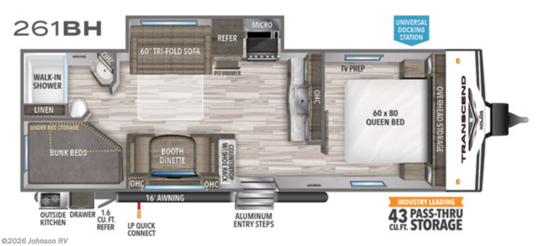 2020 GRAND DESIGN Transcend Xplor XPLOR 261BH Floorplan