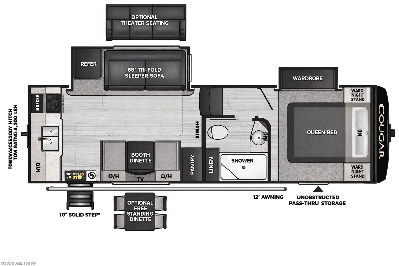 2022 KEYSTONE Cougar Half-Ton 23MLS Floorplan