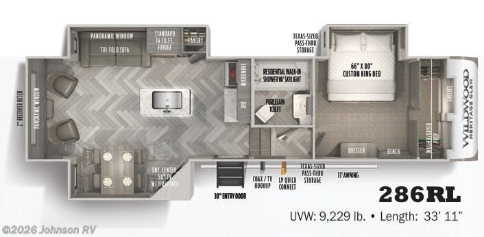 2022 FOREST RIVER Wildwood Heritage Glen 286RL Floorplan