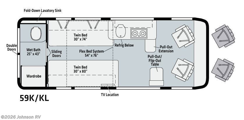 2020 WINNEBAGO Travato 59K Floorplan