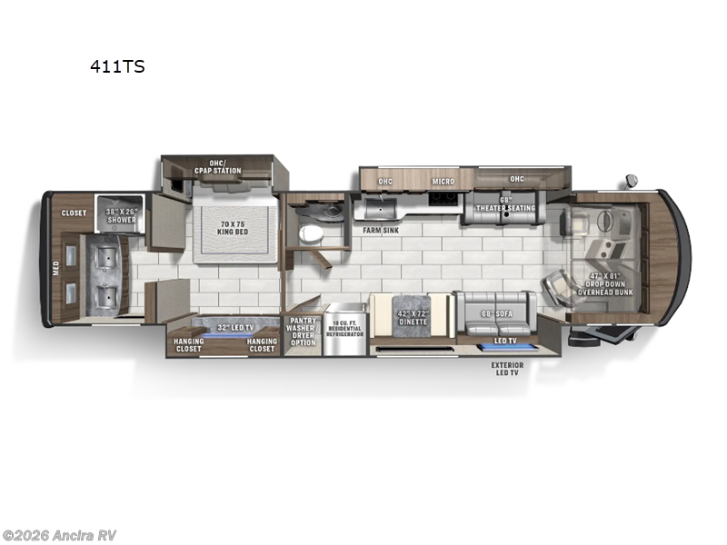 2025 Coachmen Sportscoach RD 411TS - New Class A For Sale by Ancira RV in Boerne, Texas features Slideout