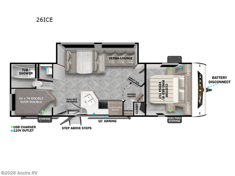 2025 Forest River Wildwood X-Lite 26ICE - New Travel Trailer For Sale by Ancira RV in Boerne, Texas features Slideout