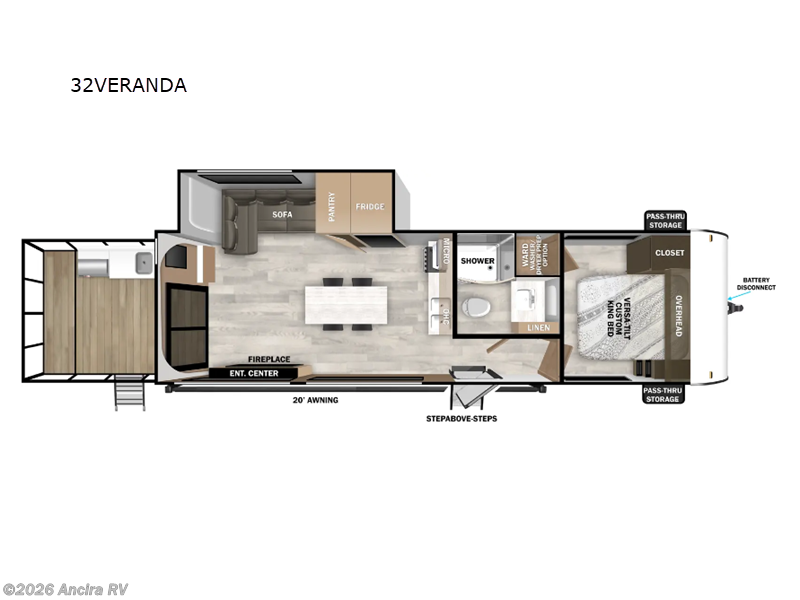 2025 Forest River Wildwood 32VERANDA - New Travel Trailer For Sale by Ancira RV in Boerne, Texas features Slideout