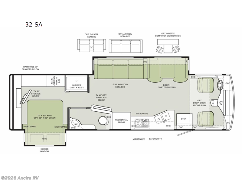 2025 Tiffin Open Road Allegro 32 SA - New Class A For Sale by Ancira RV in Boerne, Texas features Slideout