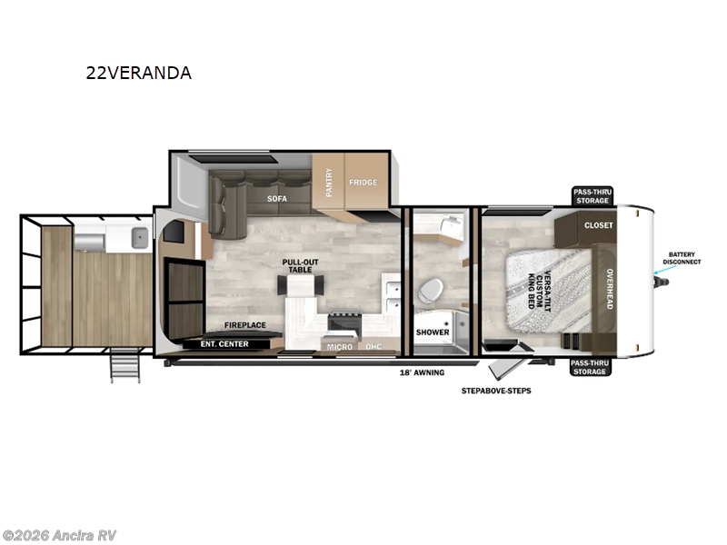 2025 Forest River Wildwood X-Lite 22VERANDA - New Travel Trailer For Sale by Ancira RV in Boerne, Texas features Slideout