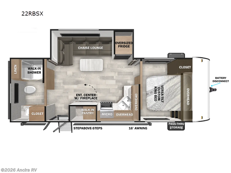 2025 Forest River Wildwood 22RBSX - New Travel Trailer For Sale by Ancira RV in Boerne, Texas features Slideout