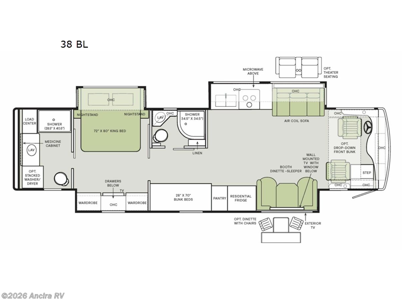 2025 Tiffin Byway 38 BL - New Class A For Sale by Ancira RV in Boerne, Texas features Slideout