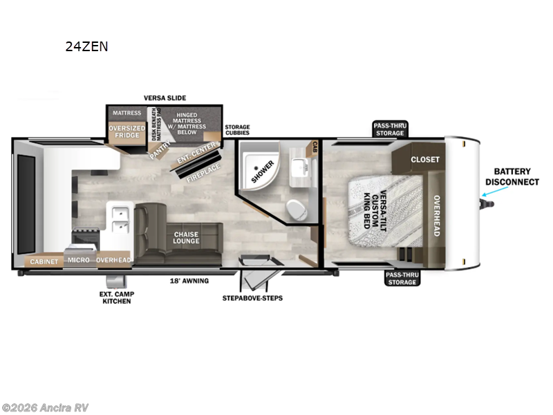 2026 Forest River Wildwood X-Lite 24ZEN - New Travel Trailer For Sale by Ancira RV in Boerne, Texas features Slideout