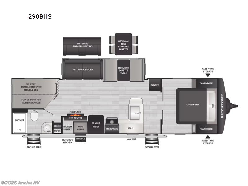 2026 Keystone Bullet Crossfire 290BHS - New Travel Trailer For Sale by Ancira RV in Boerne, Texas features Slideout
