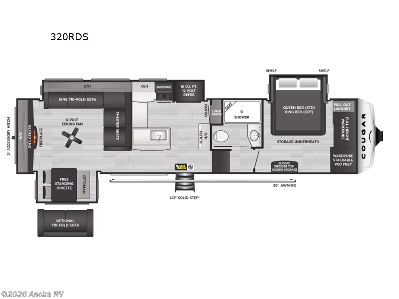 2025 Keystone Cougar 320RDS - New Fifth Wheel For Sale by Ancira RV in Boerne, Texas features Slideout