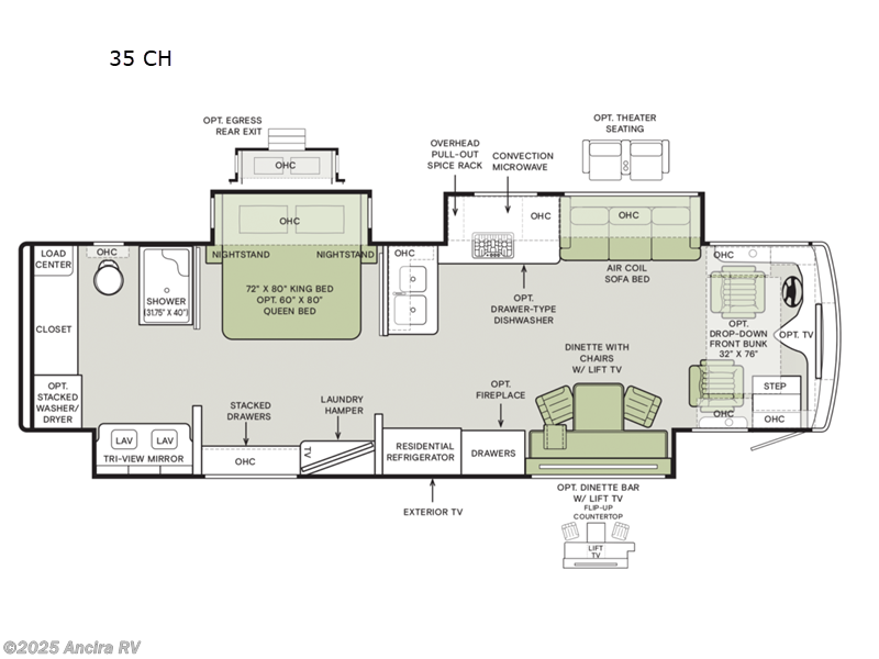 2026 Tiffin Phaeton 35 CH - New Class A For Sale by Ancira RV in Boerne, Texas features Slideout