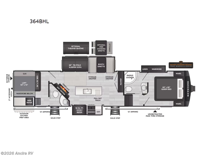 2026 Keystone Cougar 364BHL - New Fifth Wheel For Sale by Ancira RV in Boerne, Texas features Slideout