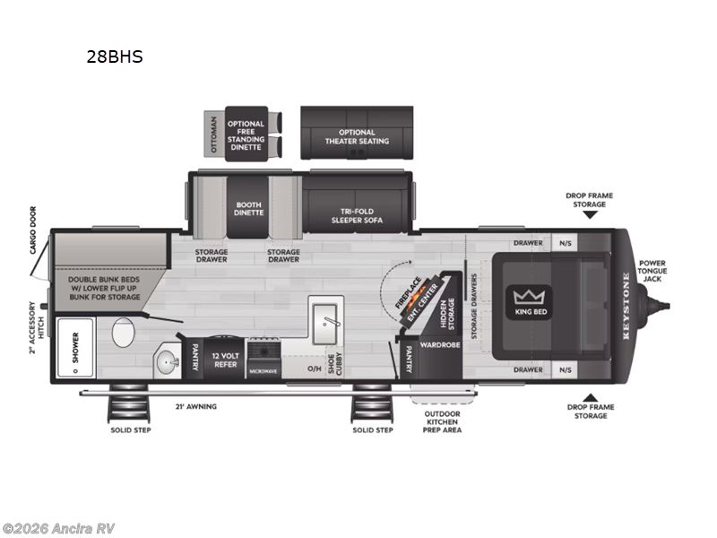 2026 Keystone Cougar Half-Ton 28BHS - New Travel Trailer For Sale by Ancira RV in Boerne, Texas features Slideout