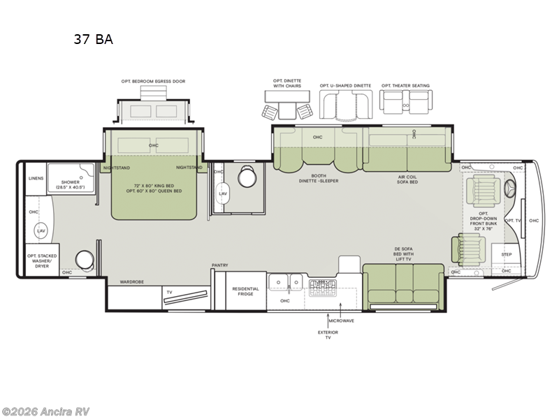 2026 Tiffin Allegro Red 37 BA - New Class A For Sale by Ancira RV in Boerne, Texas features Slideout