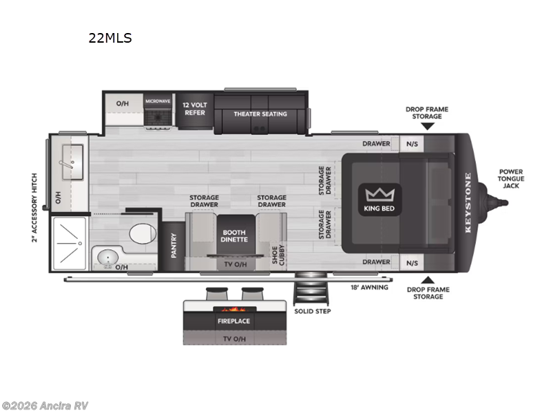 2026 Keystone Cougar Half-Ton 22MLS - New Travel Trailer For Sale by Ancira RV in Boerne, Texas features Slideout