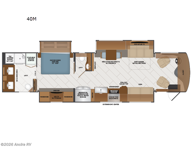 2026 Fleetwood Discovery LXE 40M - New Class A For Sale by Ancira RV in Boerne, Texas features Slideout